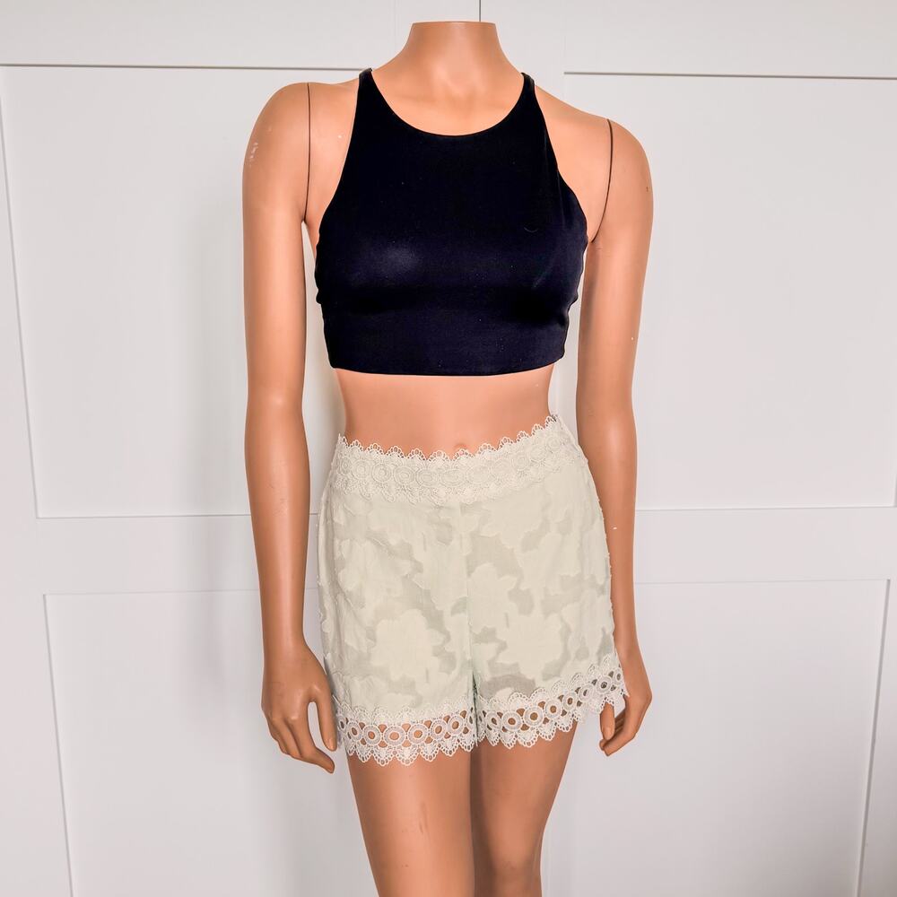 NWT-Blue Rain of Francesca’s Colette Jacquard Shorts-Pastel Green-Size X-Small